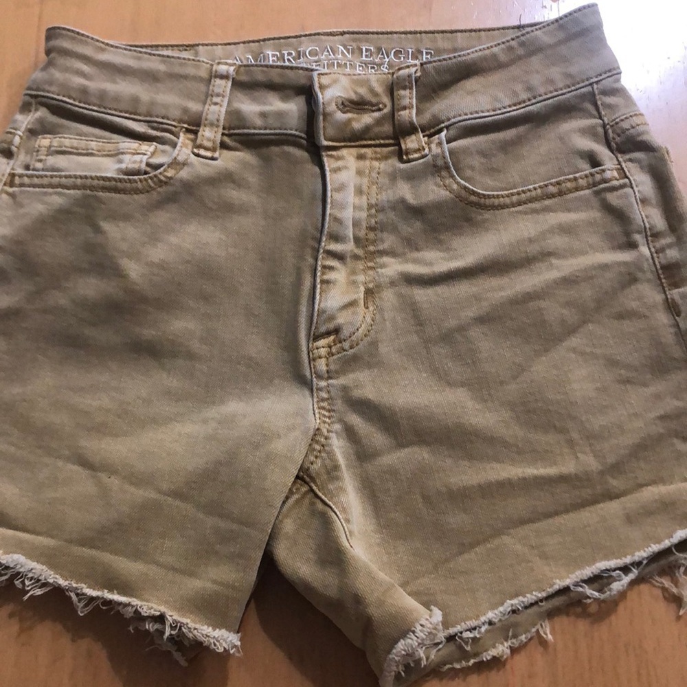 Womens American Eagle Outfitters Super Super Stretch Hi-Rise Shortie Tan -Size 0